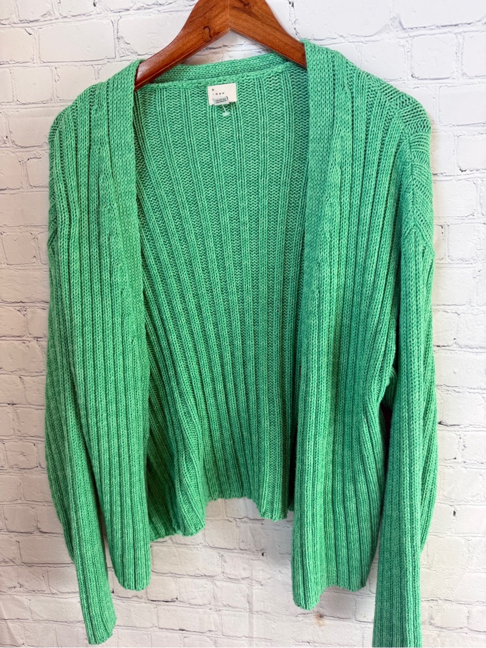 a new day Green Ribbed Open Cardigan